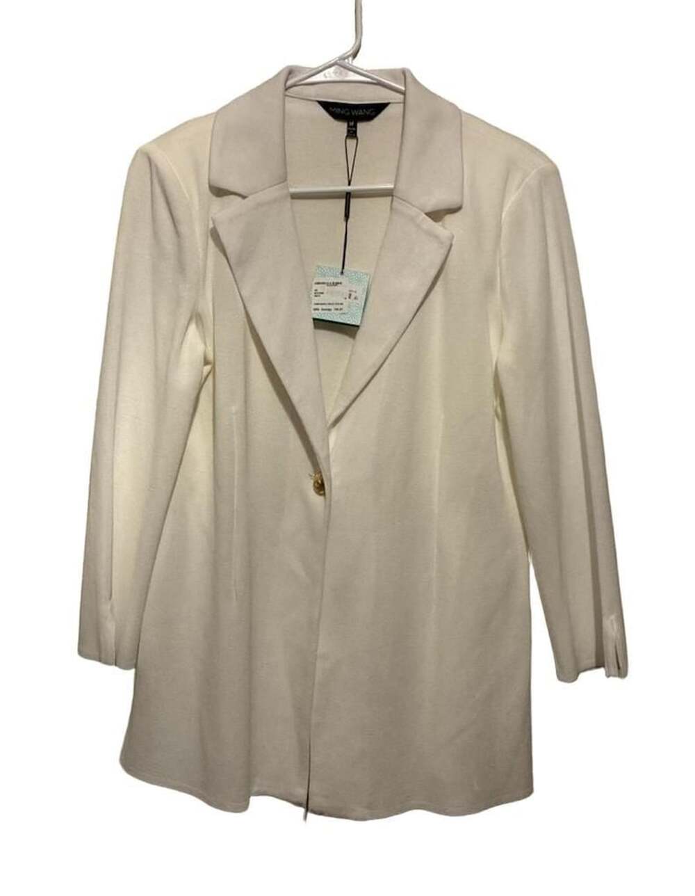 Ming Wang Tailored Fit Blazer Size M White Single Button Jacket